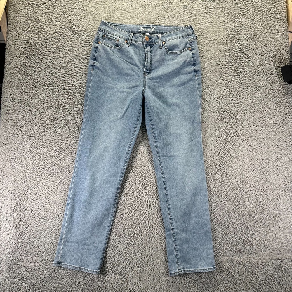 Seven7 Jeans Womens 12 Blue Cotton Denim Straight Leg Travel Workwear Stretch